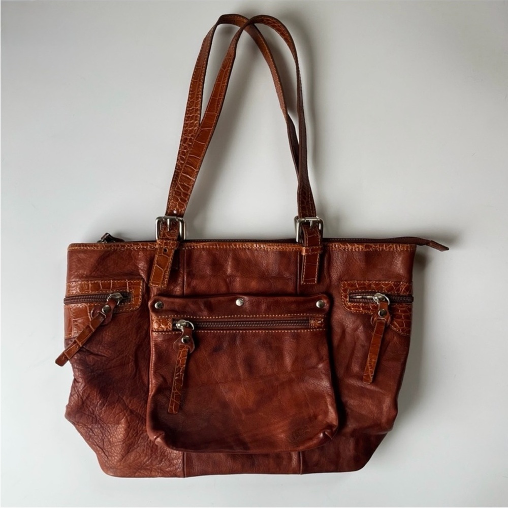 Vintage Cecconi Piero Italian Leather Tote Bag Cognac Brown Made in Italy